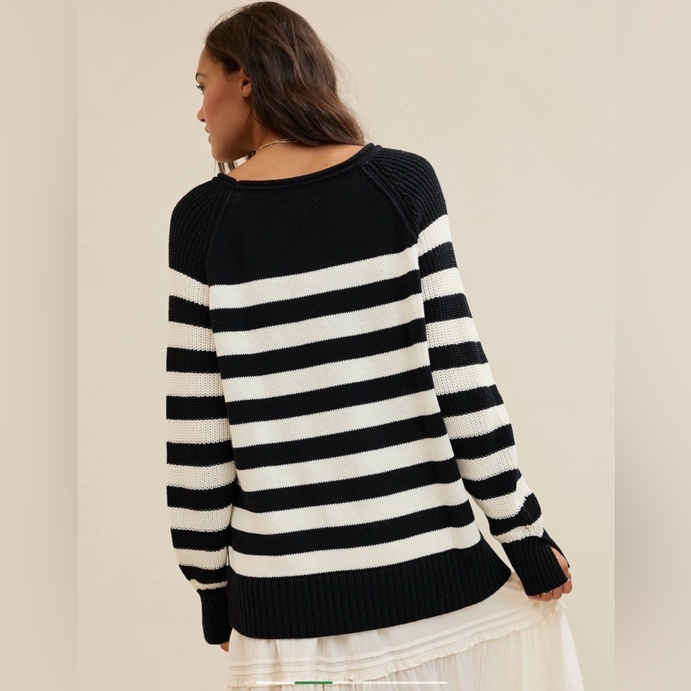Aerie Oversized Bistro Sweater Black & White Stripe - Picture 2 of 6